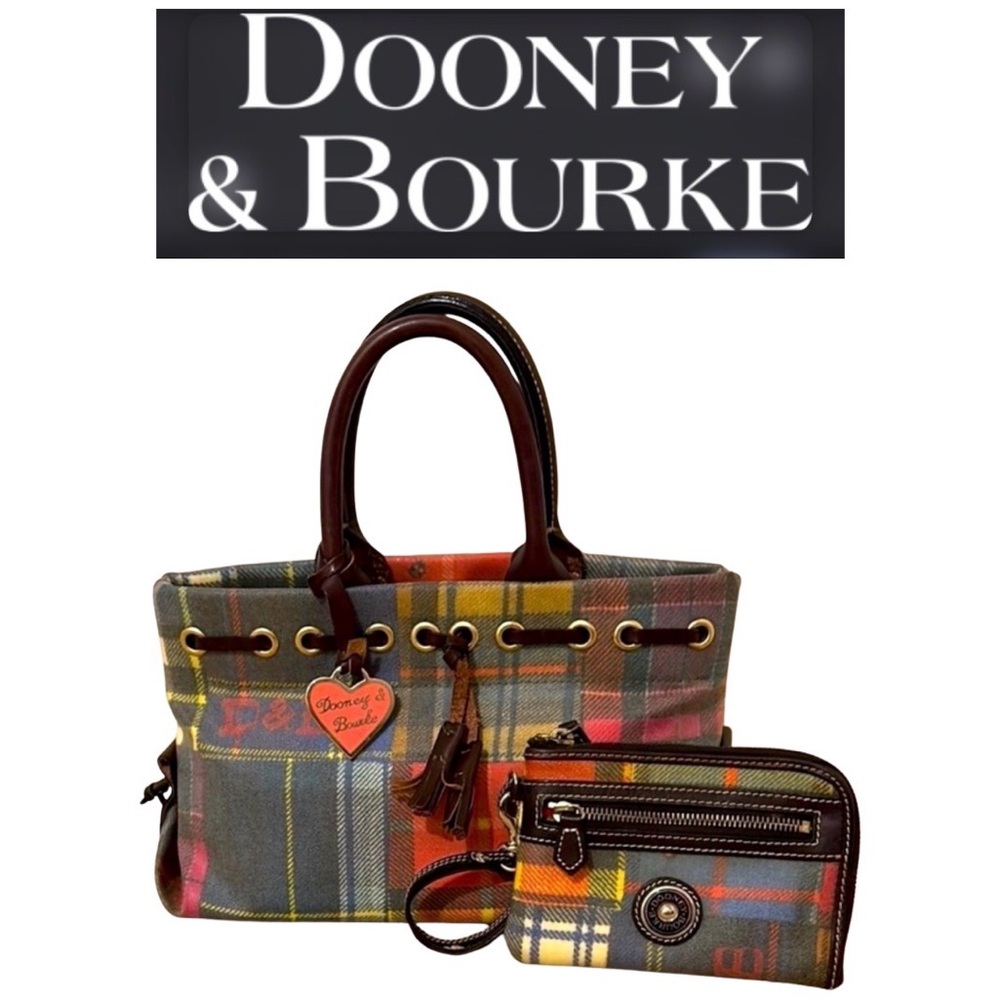 DOONEY & BURKE Plaid Tartan Handbag and Wallet Set - Multicolor, EUC